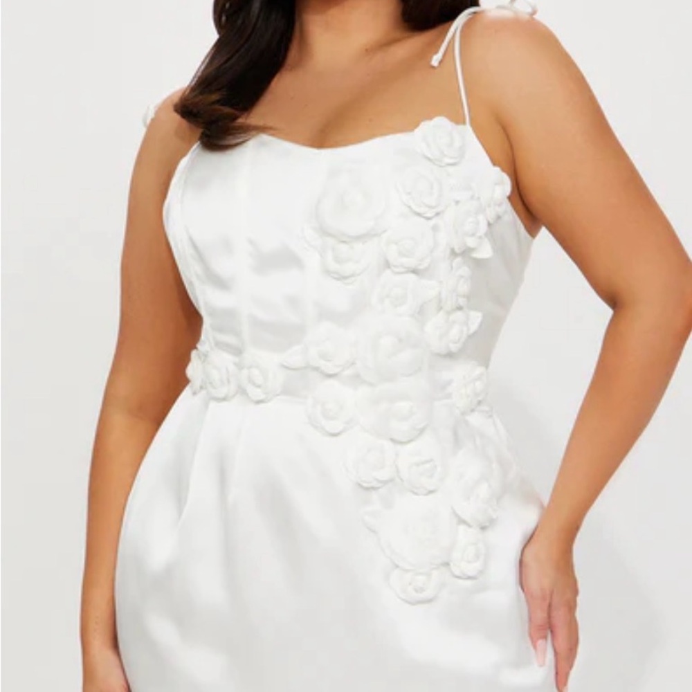 Fashion Nova Sweet Nothings Satin Mini Dress - White